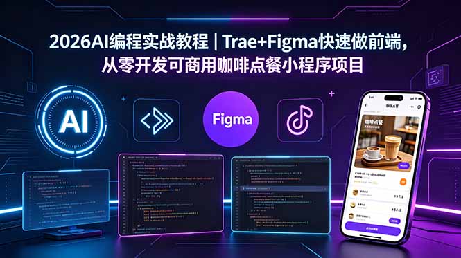 2026AI编程实战教程｜Trae+Figma快速做前端，从零开发可商用咖啡点餐小程序项目-铜臭网