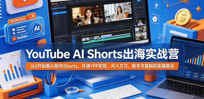 YouTube AI Shorts出海实战营，从0开始教AI制作Shorts，开通YPP变现，月入万刀，新手可复制的实操路径-铜臭网