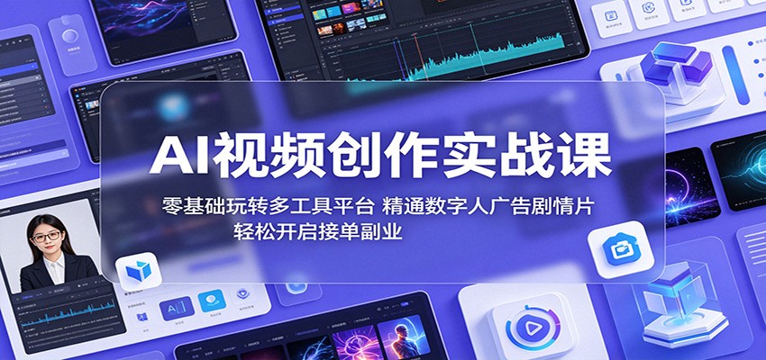 AI视频创作实战课：零基础玩转多工具平台，精通数字人广告、剧情片，轻松开启接单副业-铜臭网