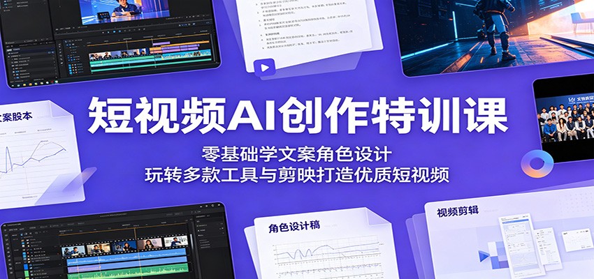 短视频AI创作特训课：零基础学文案角色设计，玩转多款工具与剪映打造优质短视频-铜臭网