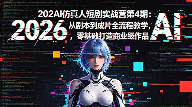 2026AI仿真人短剧实战营第4期：从剧本到成片全流程教学，零基础打造商业级作品-铜臭网