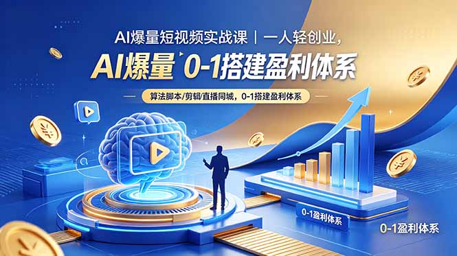 AI爆量短视频实战课｜一人轻创业，算法脚本剪辑直播同城，0-1搭建盈利体系-铜臭网