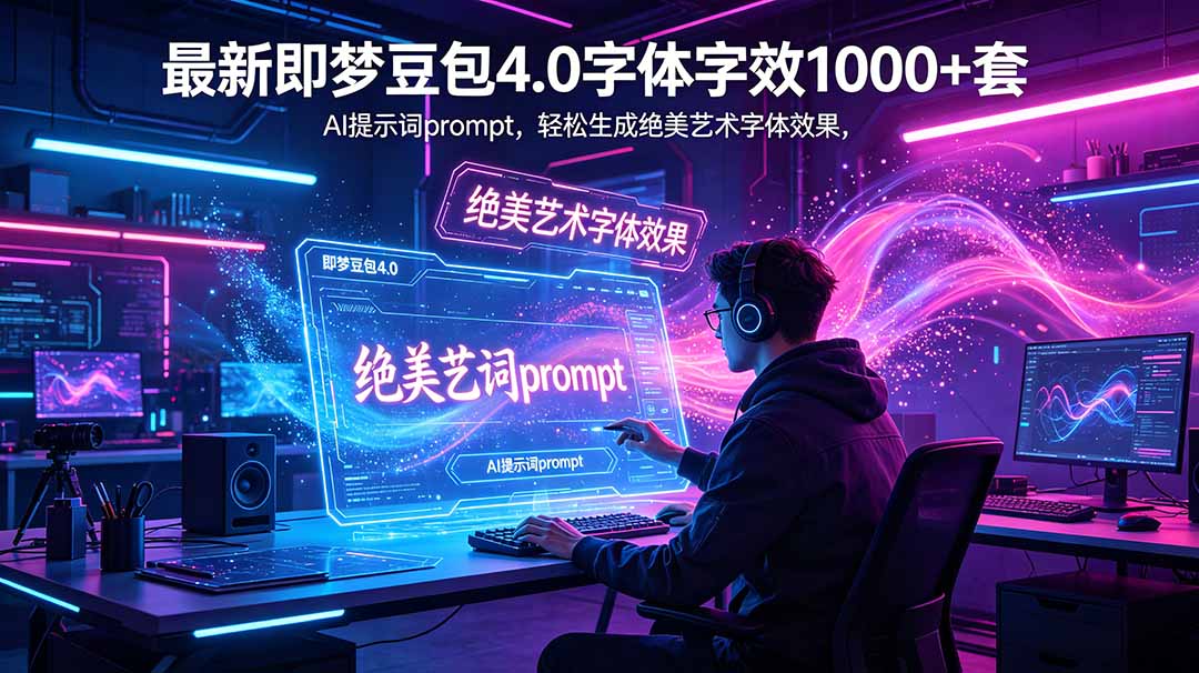 最新即梦豆包4.0字体字效1000+套，AI提示词prompt，轻松生成绝美艺术字体效果-铜臭网