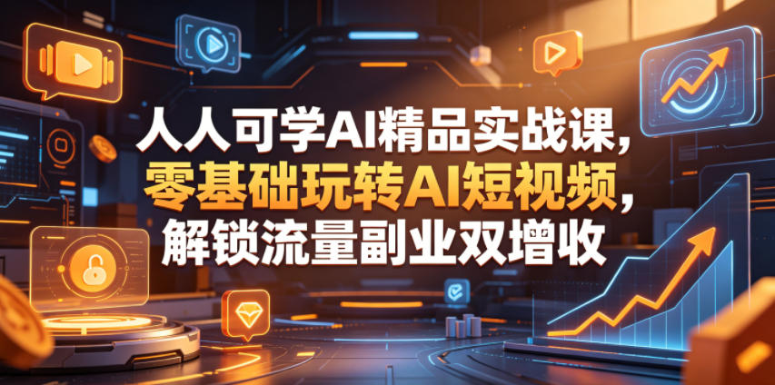 人人可学AI精品实战课，零基础玩转AI短视频，解锁流量副业双增收-铜臭网
