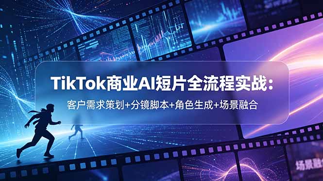 TikTok商业AI短片全流程实战：客户需求策划+分镜脚本+角色生成+场景融合-铜臭网