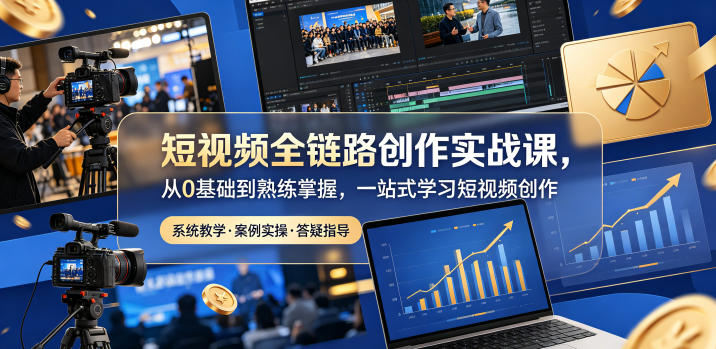 短视频全链路创作实战课，从0基础到熟练掌握，一站式学习短视频创作-铜臭网
