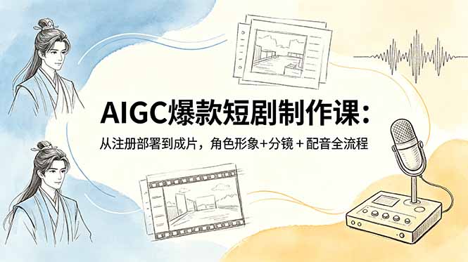 AIGC爆款短剧制作课：从注册部署到成片，角色形象+分镜+配音全流程-铜臭网