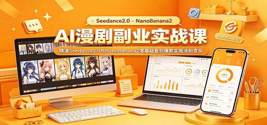 AI漫剧副业实战课：精通Seedance2.0与NanoBanana2零基础复刻爆款实现涨粉变现-铜臭网