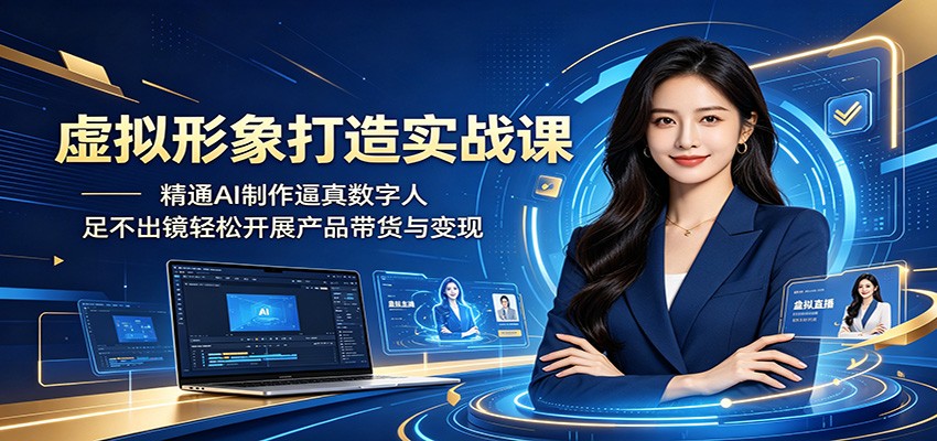 虚拟形象打造实战课：精通AI制作逼真数字人，足不出镜轻松开展产品带货与变现-铜臭网