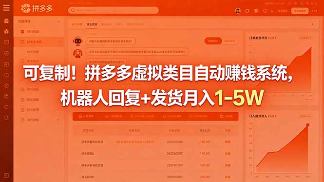 可复制！拼多多虚拟类目自动赚钱系统，机器人回复+发货月入 1-5W-铜臭网