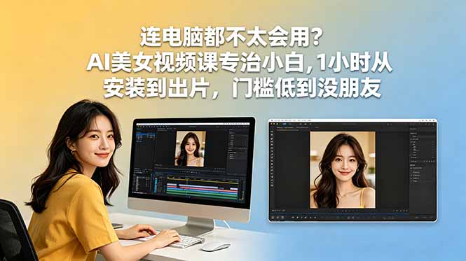 连电脑都不太会用？AI美女视频课专治小白，1小时从安装到出片，门槛低到没朋友-铜臭网
