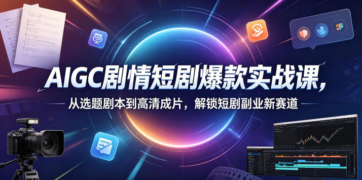 AIGC剧情短剧爆款实战课，从选题剧本到高清成片，解锁短剧副业新赛道-铜臭网