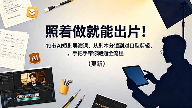 照着做就能出片!19节AI短剧导演课,从剧本分镜到对口型剪辑,手把手带你跑通全流程(更新-铜臭网