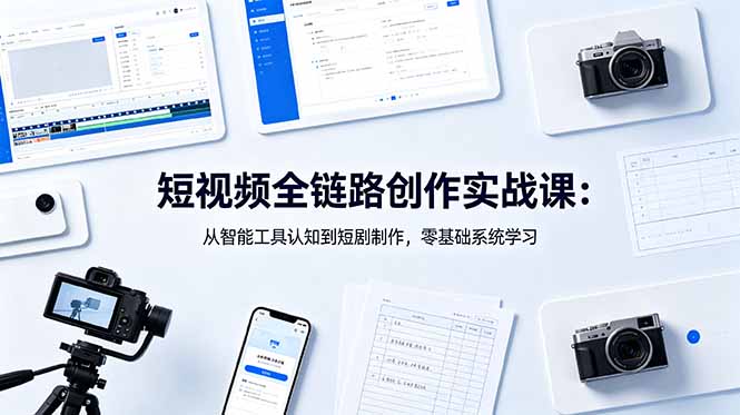 短视频全链路创作实战课：从智能工具认知到短剧制作，零基础系统学习-铜臭网