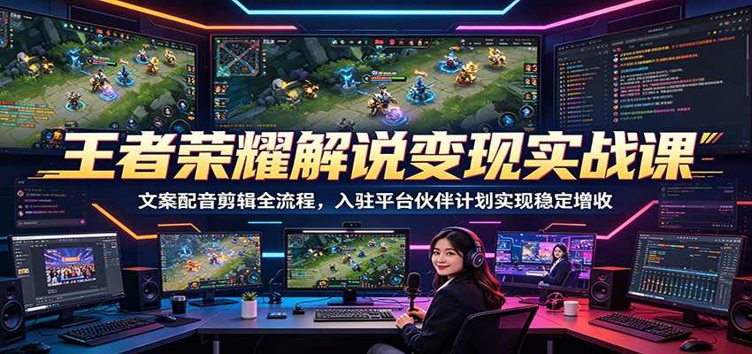 王者荣耀解说变现实战课：文案配音剪辑全流程，入驻平台伙伴计划实现稳定增收-铜臭网