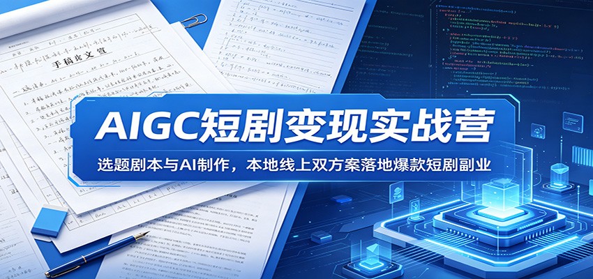 AIGC短剧变现实战营：选题剧本与AI制作，本地线上双方案落地爆款短剧副业-铜臭网
