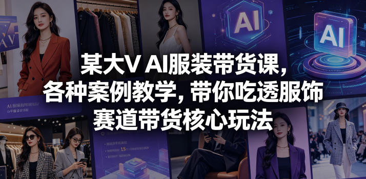 某大V AI服装带货课，各种案例教学，带你吃透服饰赛道带货核心玩法-铜臭网