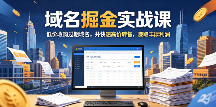 域名交易掘金实战课，低价收购过期域名，并快速高价转售，賺取丰厚利润【原创双语字幕】-铜臭网