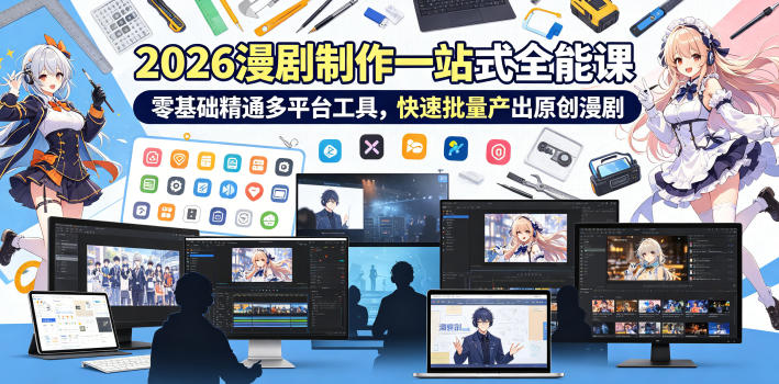 2026 AI漫剧制作一站式全能课，零基础精通多平台工具，快速批量产出原创漫剧-铜臭网