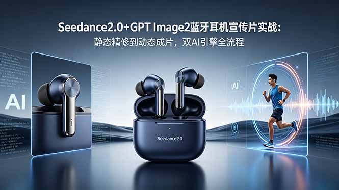 Seedance2.0+GPT Image2蓝牙耳机宣传片实战：静态精修到动态成片，双AI引擎全流程-铜臭网