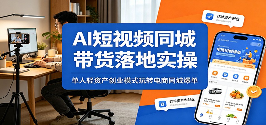 AI短视频同城带货落地实操：单人轻资产创业模式玩转电商同城爆单-铜臭网