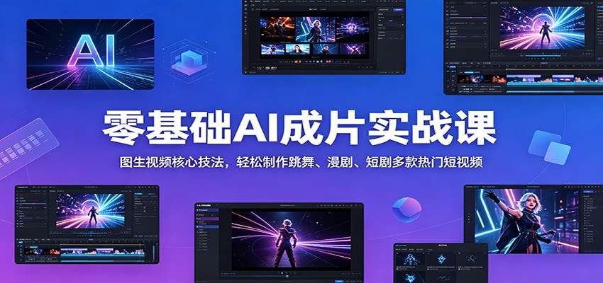 零基础AI成片实战课：图生视频核心技法，轻松制作跳舞、漫剧、短剧多款热门短视频-铜臭网