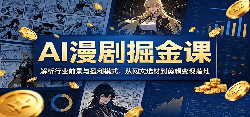 AI漫剧掘金课：解析行业前景与盈利模式，从网文选材到剪辑变现落地-铜臭网