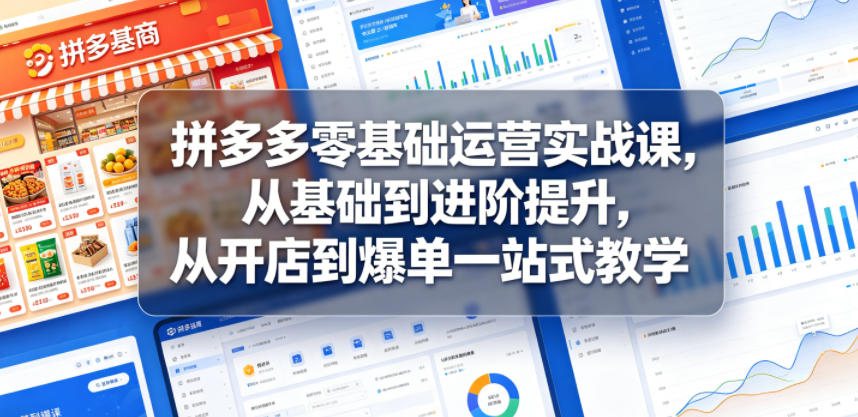 拼多多零基础运营实战课，从基础到进阶提升，从开店到爆单一站式教学-铜臭网