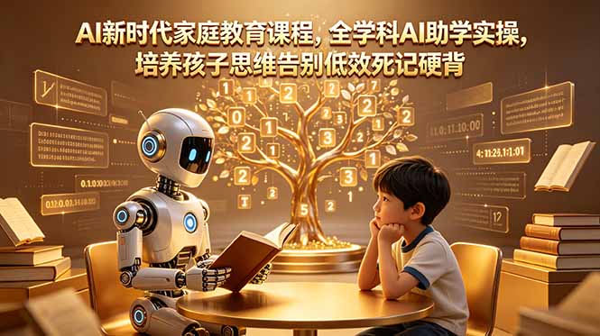 AI新时代家庭教育课程,全学科AI助学实操,培养孩子思维告别低效死记硬背-铜臭网