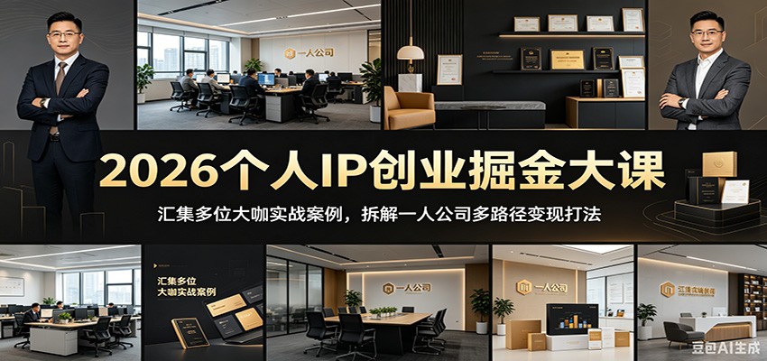 2026个人IP创业掘金大课:汇集多位大咖实战案例,拆解一人公司多路径变现打法-铜臭网