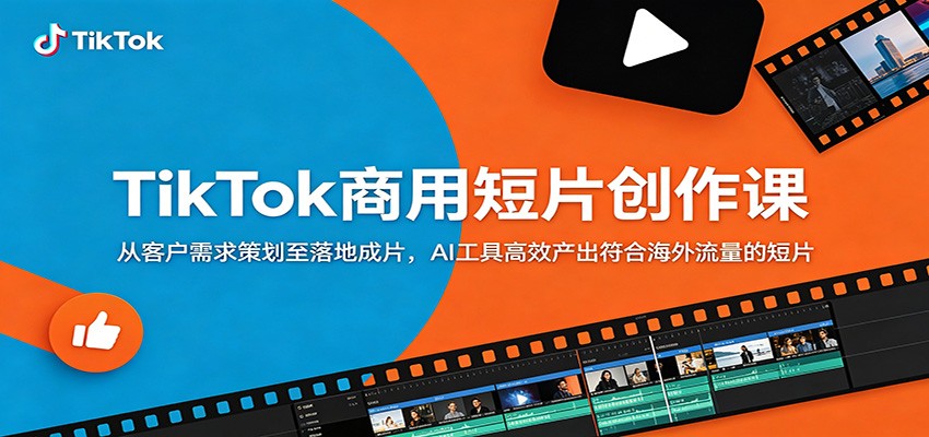 TikTok商用短片创作课:从客户需求策划至落地成片,AI工具高效产出符合海外流量的短片-铜臭网