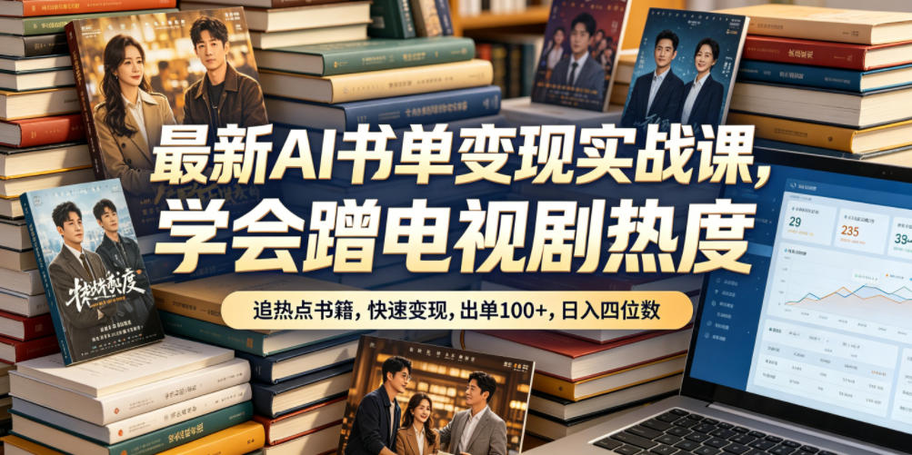 最新AI书单变现实战课,学会蹭电视剧热度,追热点书籍,快速变现,出单100+,日入四位数-铜臭网