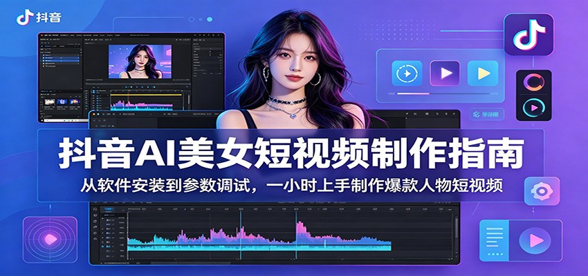 抖音AI美女短视频制作指南:从软件安装到参数调试,一小时上手制作爆款人物短视频-铜臭网