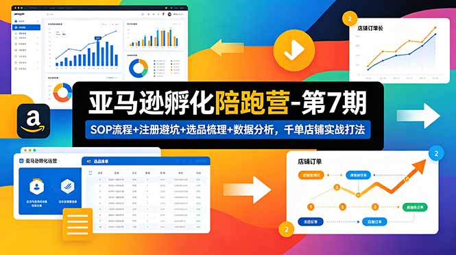 亚马逊孵化陪跑营-第7期:SOP流程+注册避坑+选品梳理+数据分析,千单店铺实战打法-铜臭网