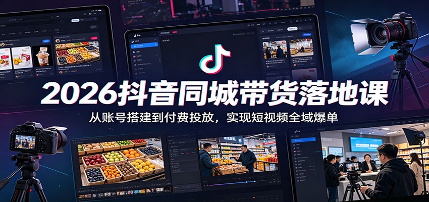 2026抖音同城带货落地课:从账号搭建到付费投放,实现短视频全域爆单-铜臭网