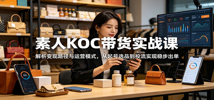 素人KOC带货实战课:解析变现路径与运营模式,从起号选品到投流实现稳步出单-铜臭网
