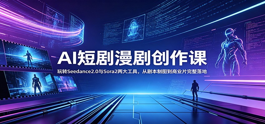 AI短剧漫剧创作课:玩转Seedance2.0与 Sora2两大工具,从剧本制图到商业片完整落地-铜臭网