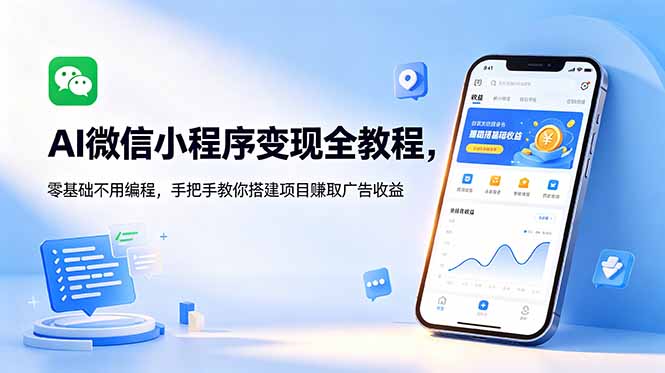 AI微信小程序变现全教程,零基础不用编程,手把手教你搭建项目赚取广告收益-铜臭网