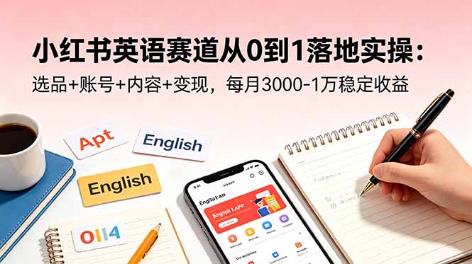 小红书英语赛道从0到1落地实操:选品+账号+内容+变现,每月3000-1万稳定收益-铜臭网
