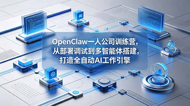OpenClaw 一人公司训练营，从部署调试到多智能体搭建，打造全自动 AI 工作引擎-铜臭网