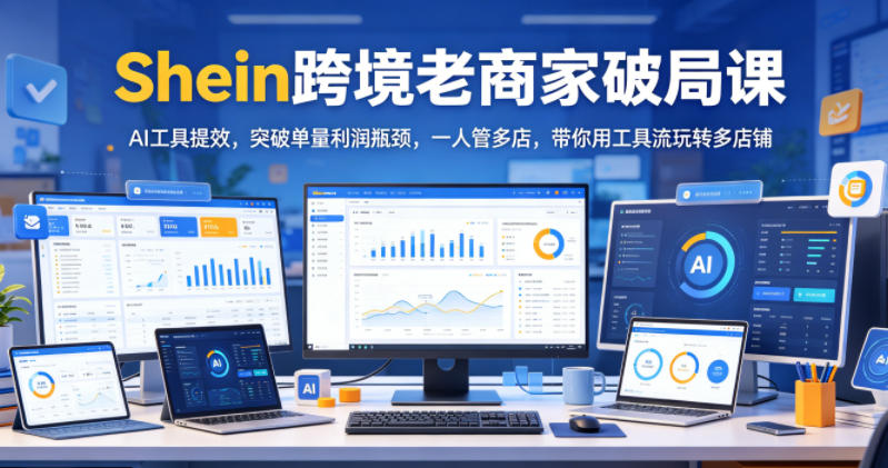 Shein跨境老商家破局课，AI工具提效，突破单量利润瓶颈，一人管多店，带你用工具流玩转多店铺-铜臭网
