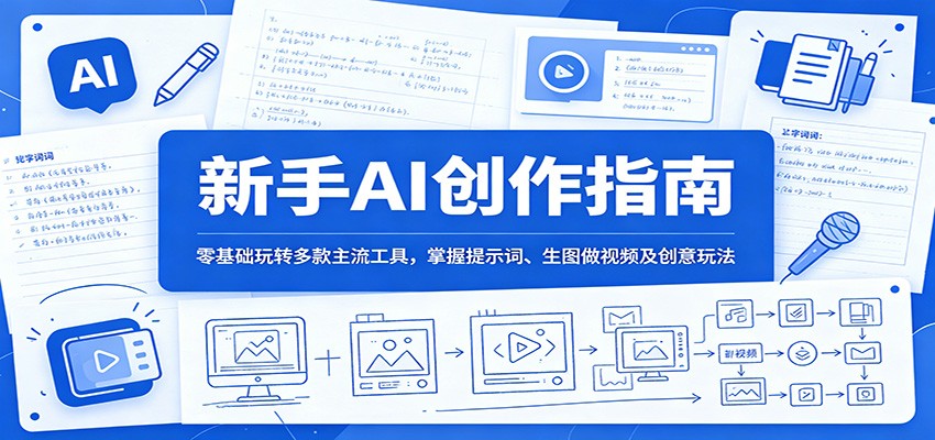新手AI创作指南:零基础玩转多款主流工具,掌握提示词、生图做视频及创意玩法-铜臭网