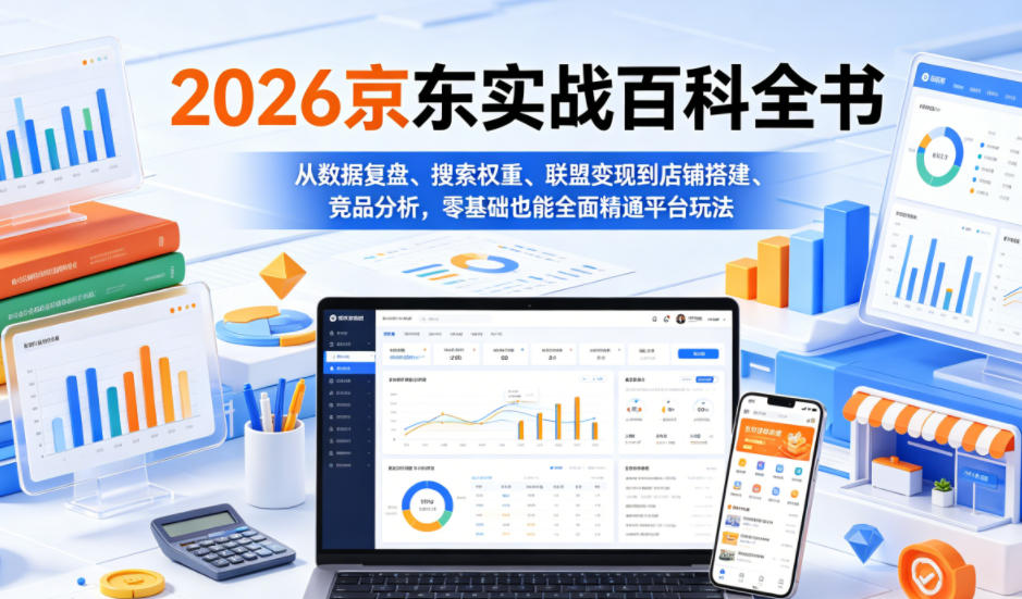 2026京东实战百科全书,从数据复盘、搜索权重、联盟变现到店铺搭建、竞品分析,零基础也能全面精通平台玩法-铜臭网