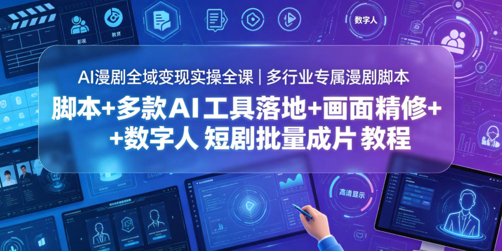 AI漫剧全域变现实操全课|多行业专属漫剧脚本+多款AI工具落地+画面精修+数字人短剧批量成片全教程-铜臭网