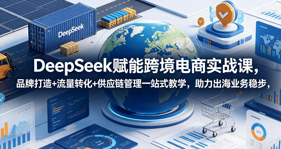 DeepSeek赋能跨境电商实战课,品牌打造+流量转化+供应链管理一站式教学,助力出海业务稳步发展-铜臭网