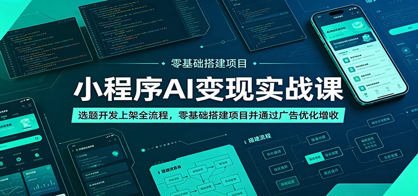 小程序AI变现实战课：选题开发上架全流程，零基础搭建项目并通过广告优化增收-铜臭网