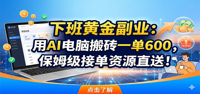 下班黄金副业：用AI电脑搬砖一单600，保姆级接单资源直送！-铜臭网