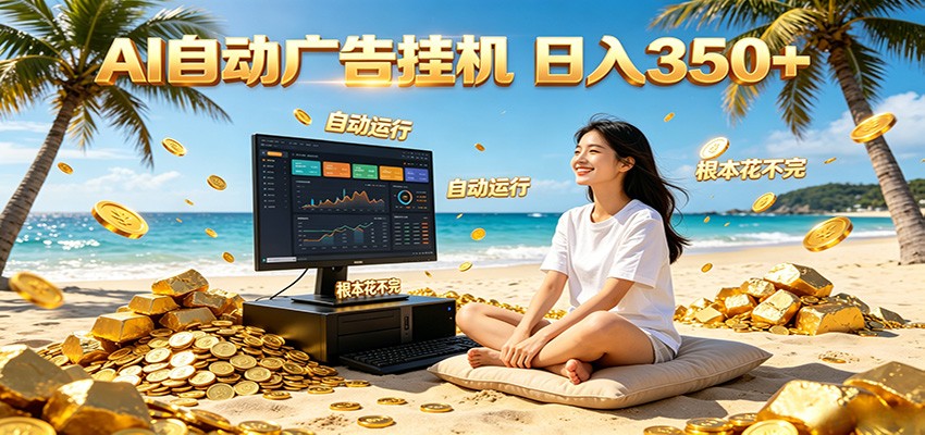 AI自动广告挂机 日入350+ 真正做到躺赚式变现，根本花不完！-铜臭网