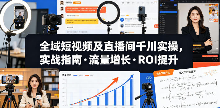 全域短视频及直播间千川实操，实战指南·流量增长·ROI提升(更新)-铜臭网