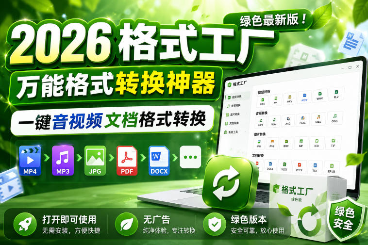 2026格式工厂绿色最新版！万能格式转换神器，一键音视频文档格式转换，打开即可使用，无广告绿色版本-铜臭网